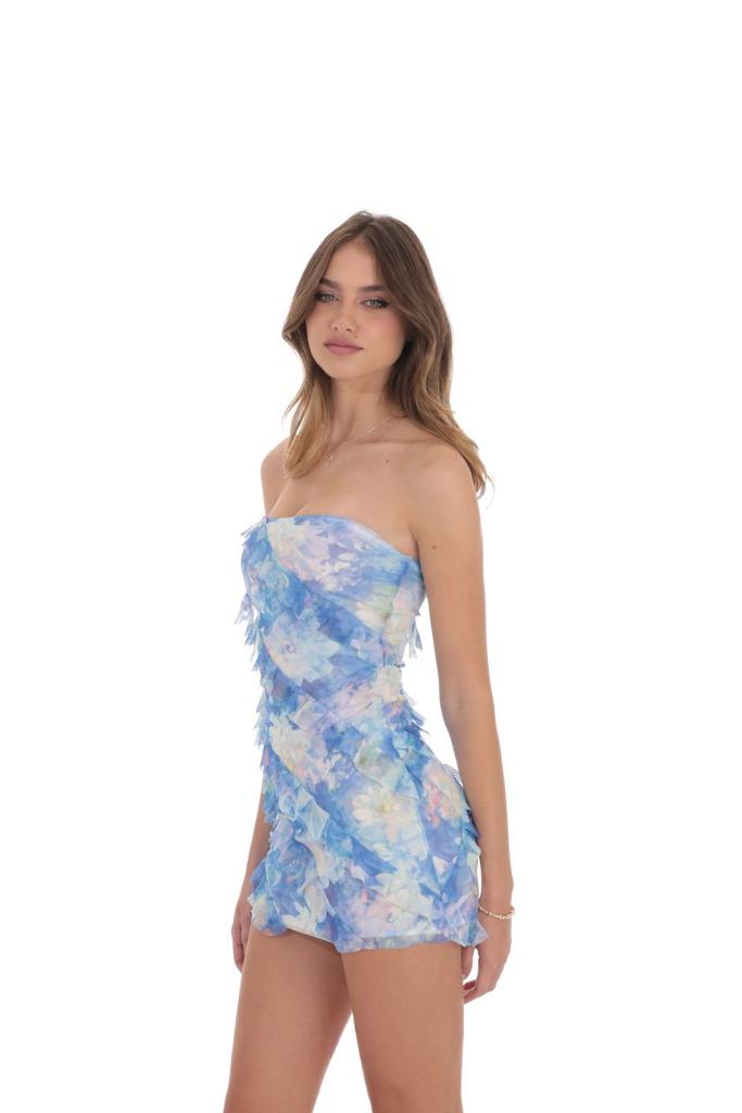 Open Eyes Ruffle Dress - Blue