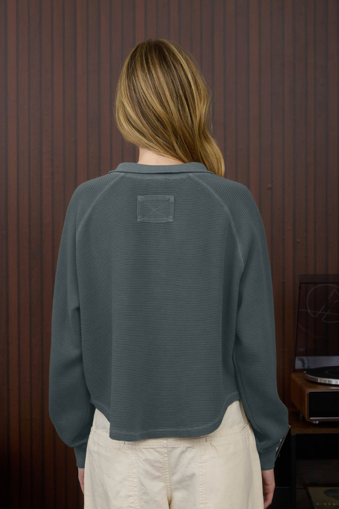 Aiden Henley Top - Steel Blue