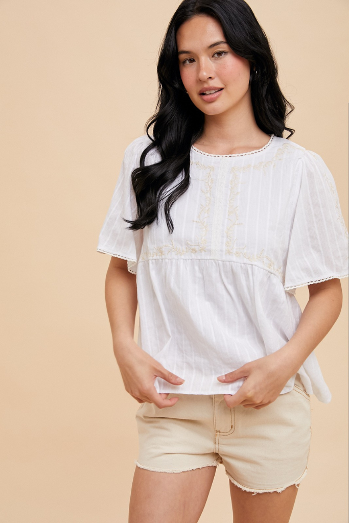 Somerton Babydoll Top - Off White