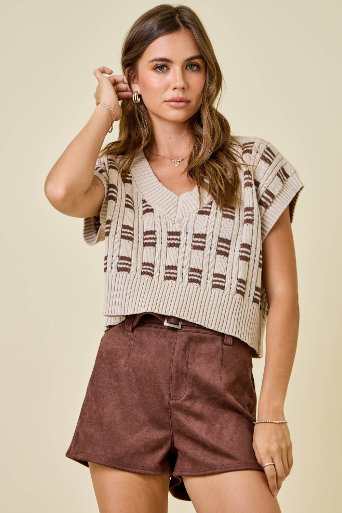 Airbell Cropped Sweater - Cocoa/Beige