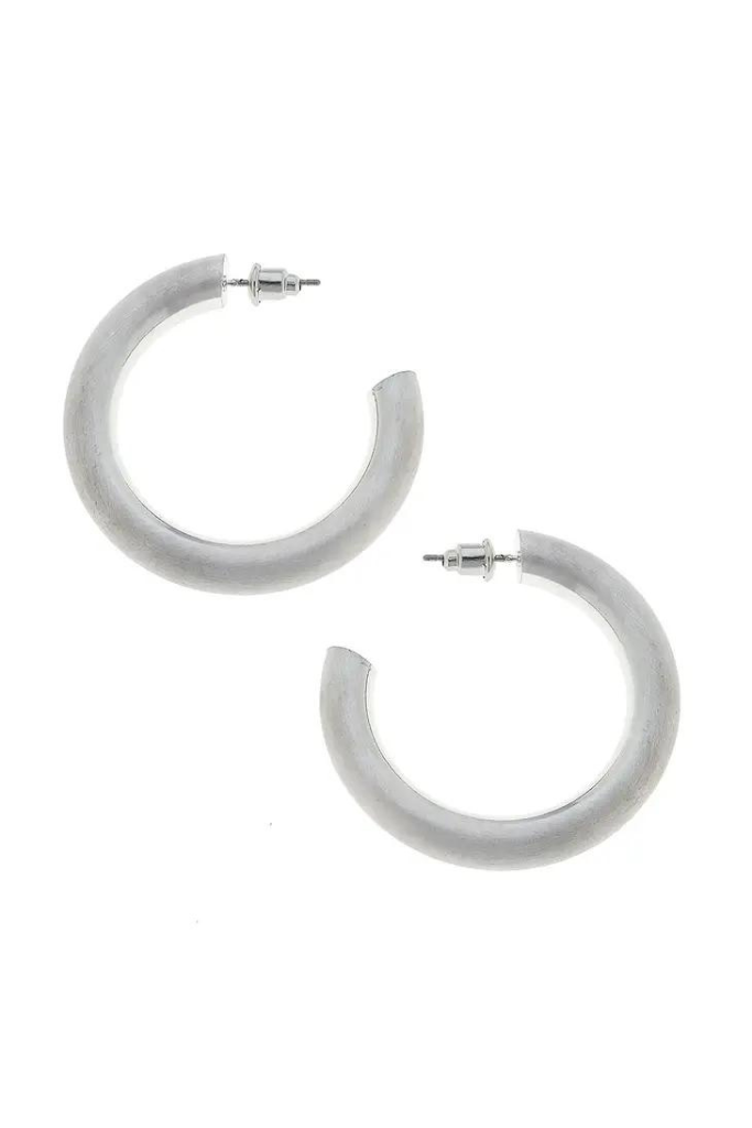 Arabella Hoop Earrings- Satin Silver