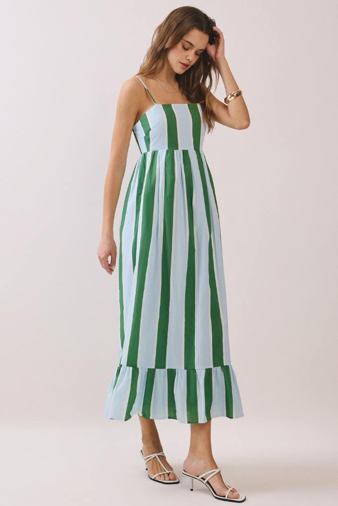 Wild Streak Striped Maxi Dress - Blue/Green