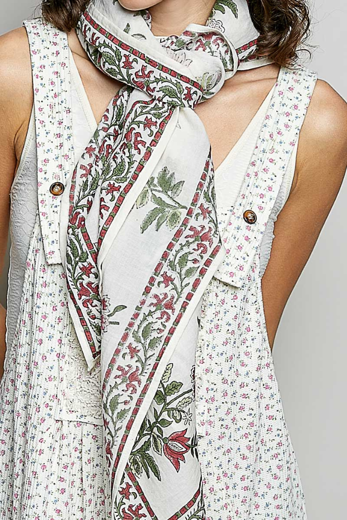 Chasity Floral Wrap Scarf - Ivory Multi