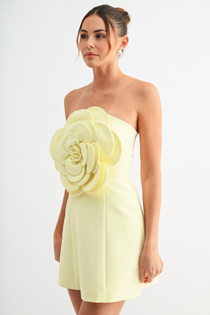 Vanessa Bloom Mini Dress - Light Yellow