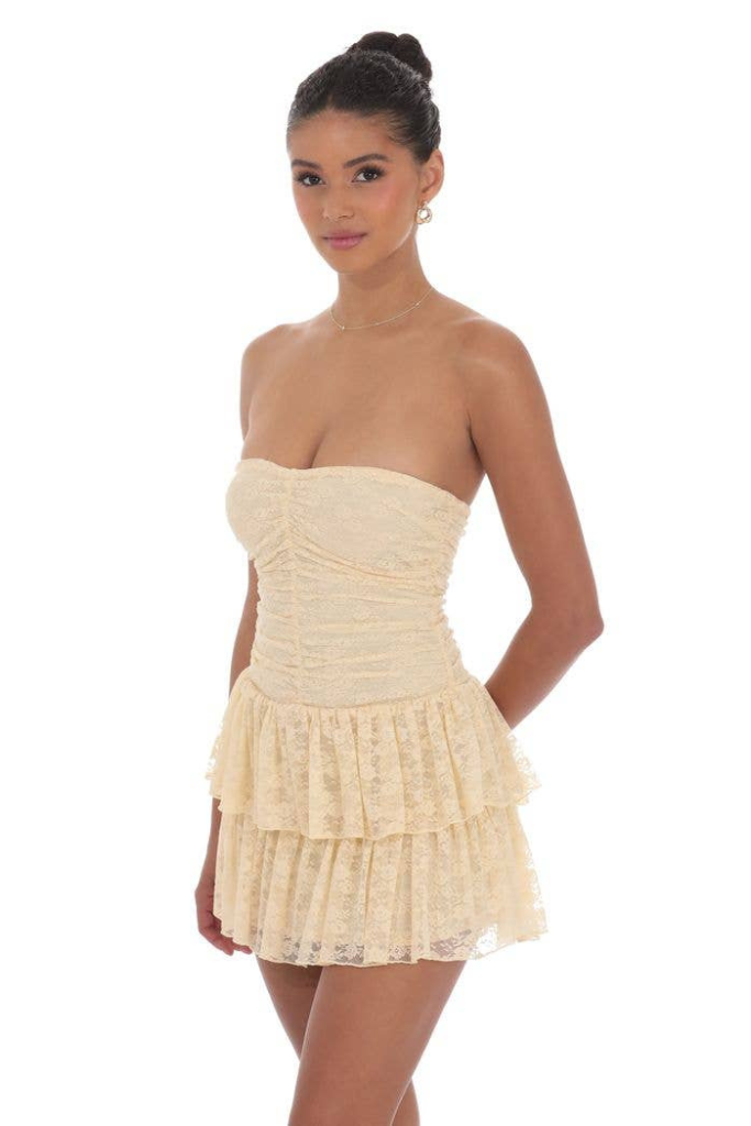 Frankie Ruffled Dress - Beige
