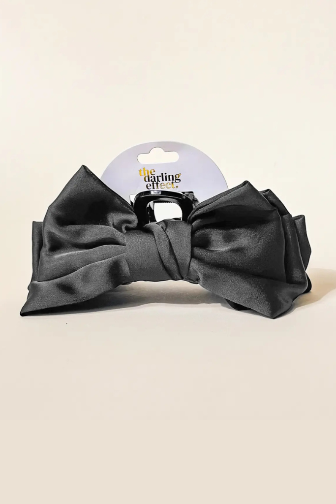 Satin Bow Clip - Black