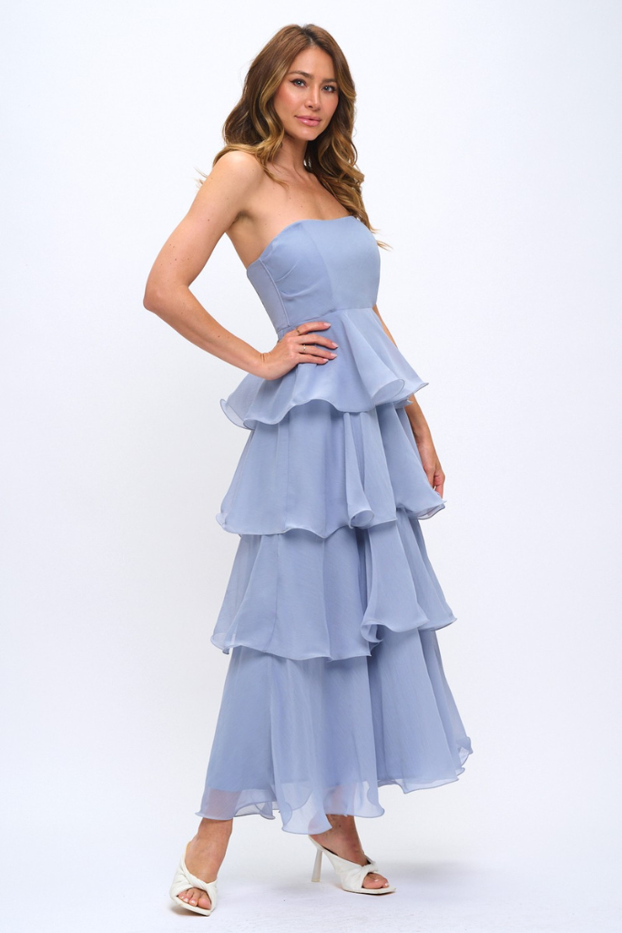 Not Sorry Layered Maxi Dress - Blue