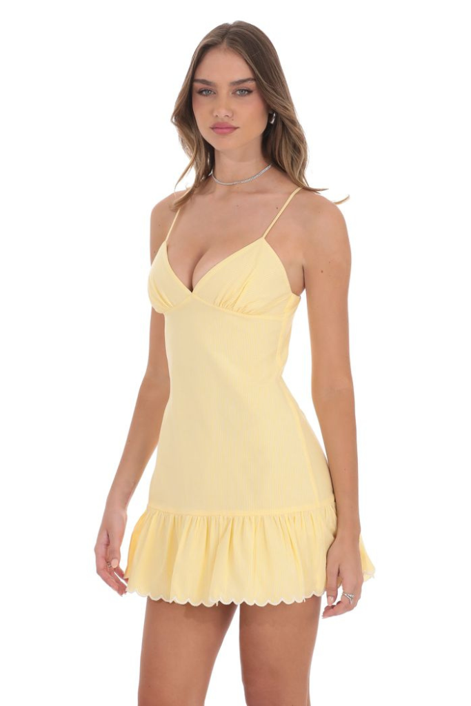 Corey Pinstripe Dress - Yellow