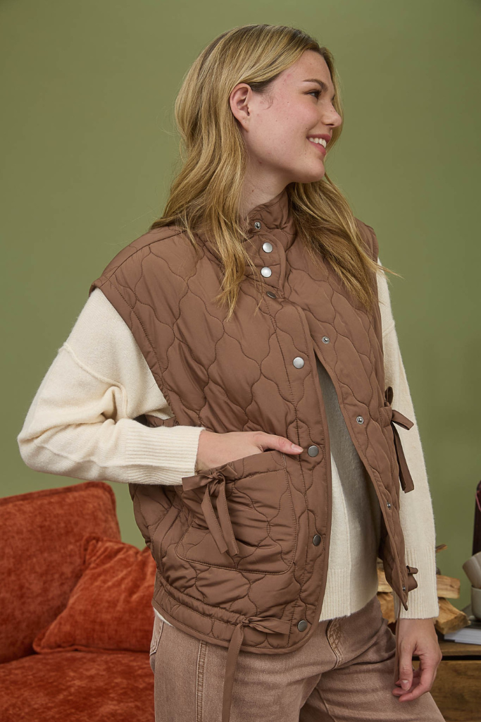Snow Angel Puffer Vest - Brown