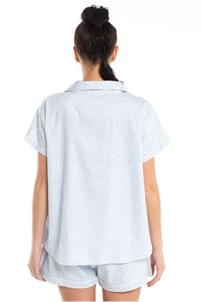 Stella Cotton Pajama Set- Blue Zinnia