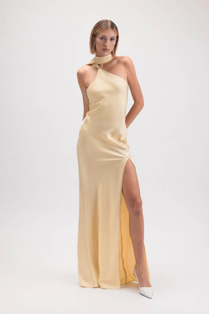 Alex Halter Maxi Dress - Pale Yellow