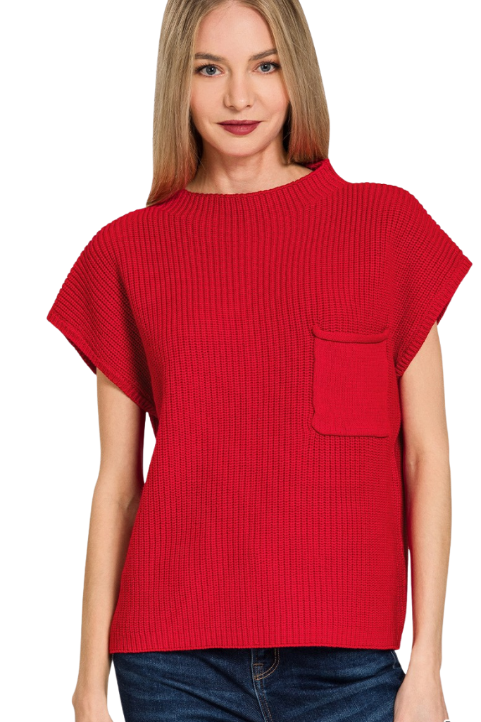 Novie Moch Neck Sweater - Red