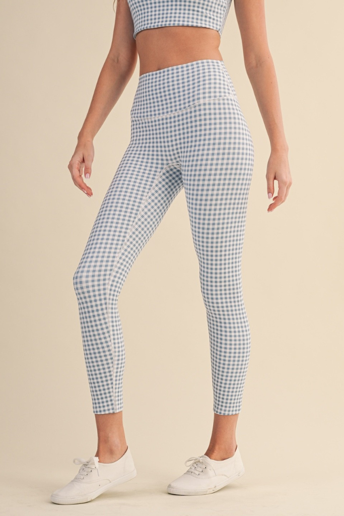 Fast Moves Gingham Leggings - Blue