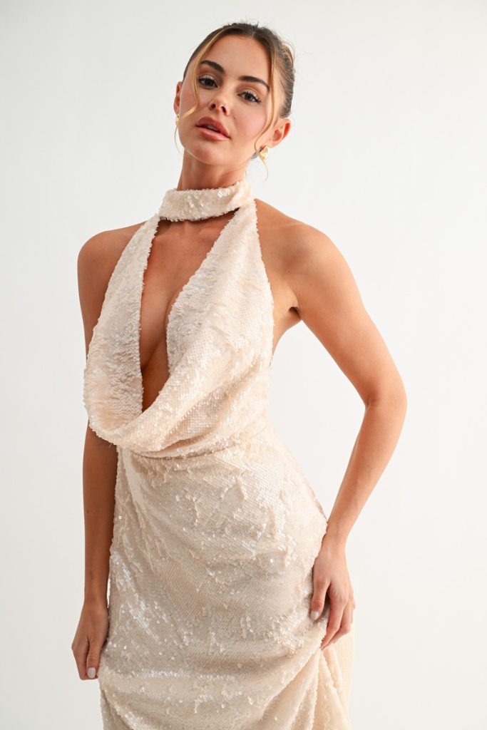 Persephany Shimmered Maxi Dress - Ivory
