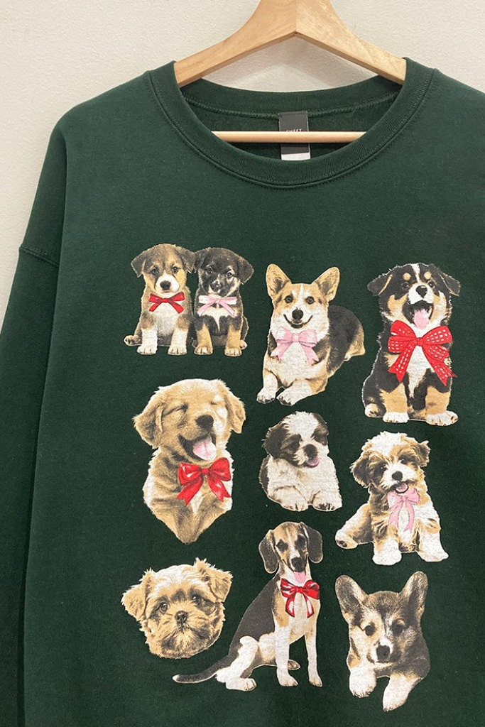 Puppy Love Sweatshirt - Hunter Green