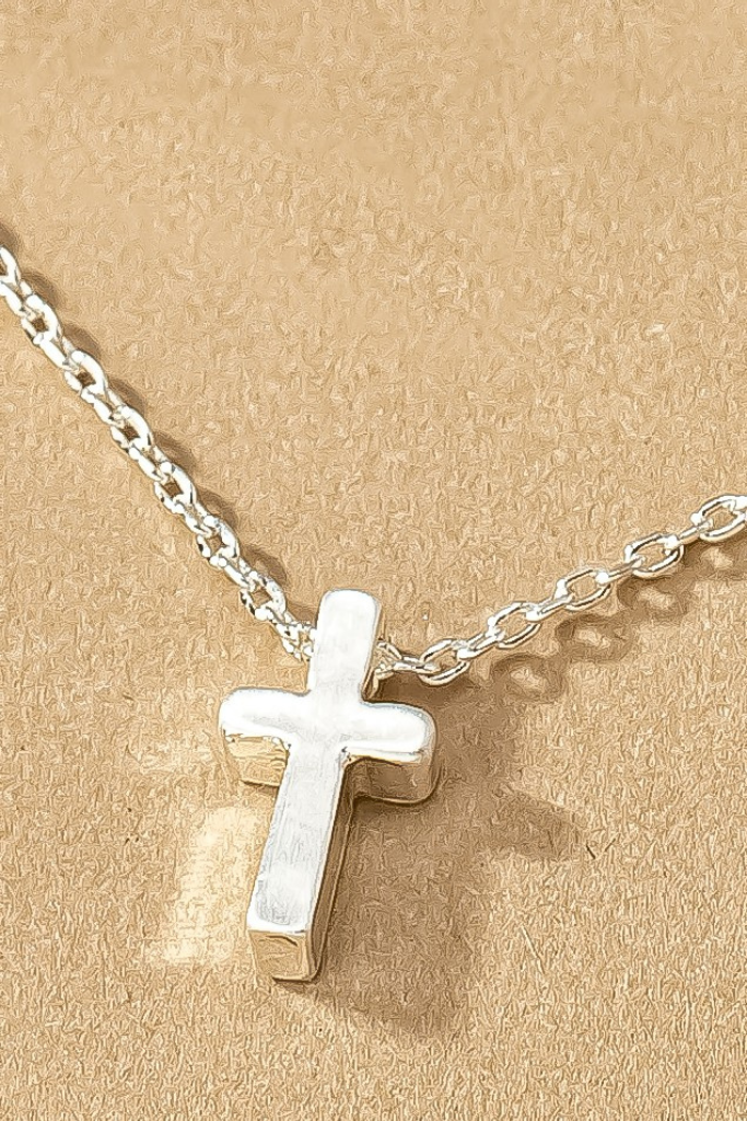 Mini Cross Necklace - Silver