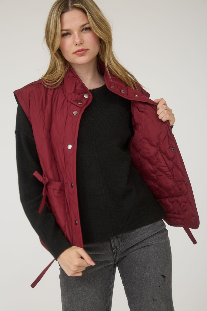 Snow Angel Puffer Vest - Burgundy