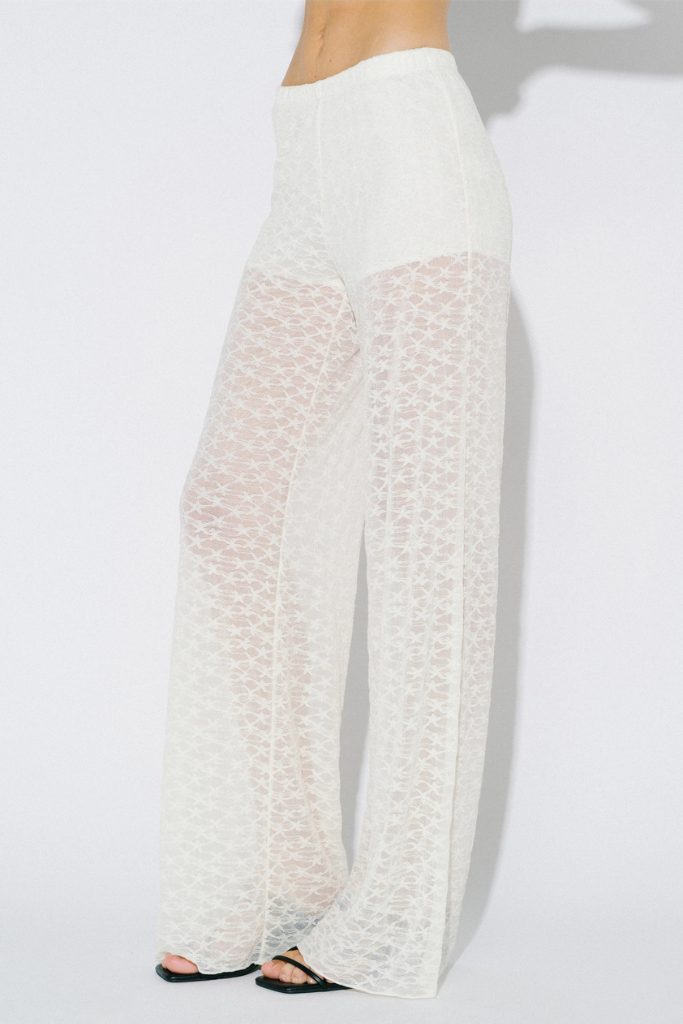 Kandis Wide Leg Lace Pants - Off White