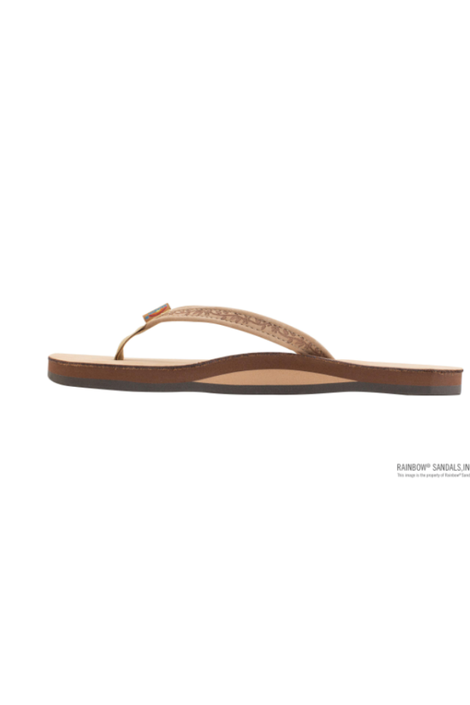 Rainbow Las Flores Premier Leather Floral Narrow Strap - Sierra Brown
