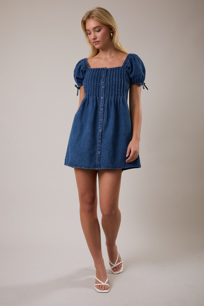 Hey Babe Mini Dress - Dark Denim