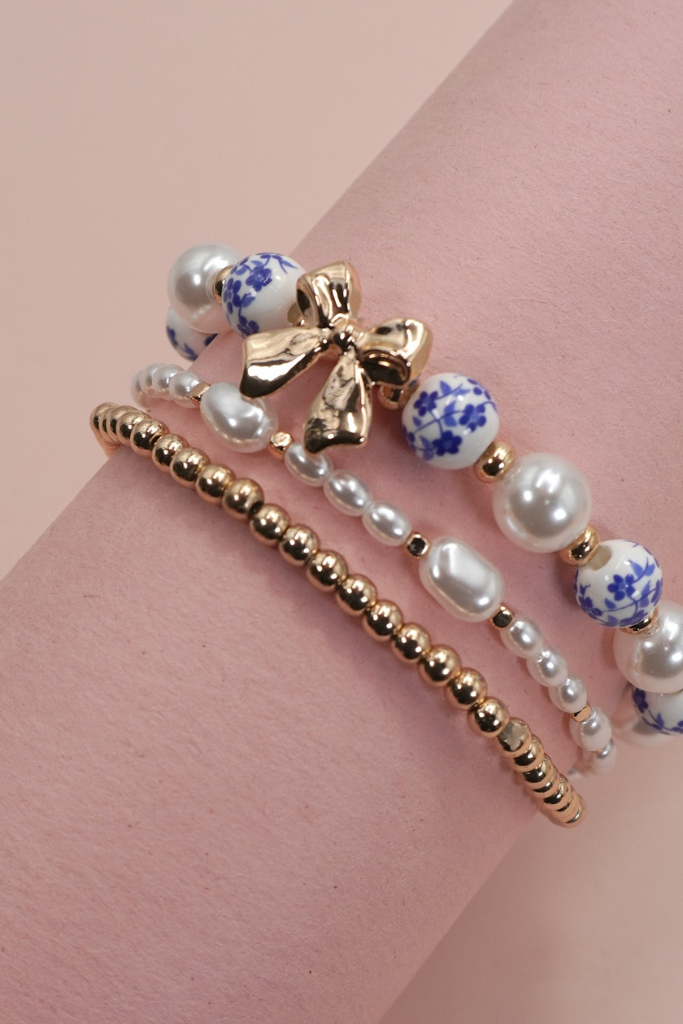 Willow Bow Bracelet Set - Gold
