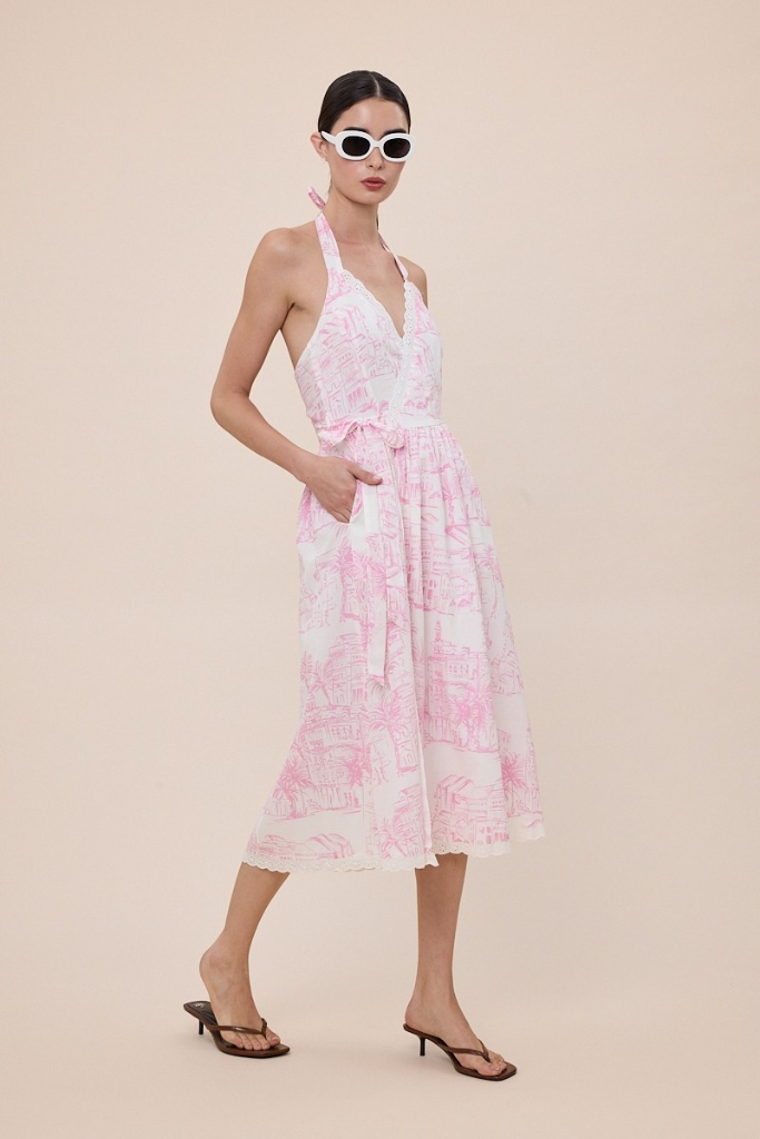 Back Down Floral Midi Dress - Pink