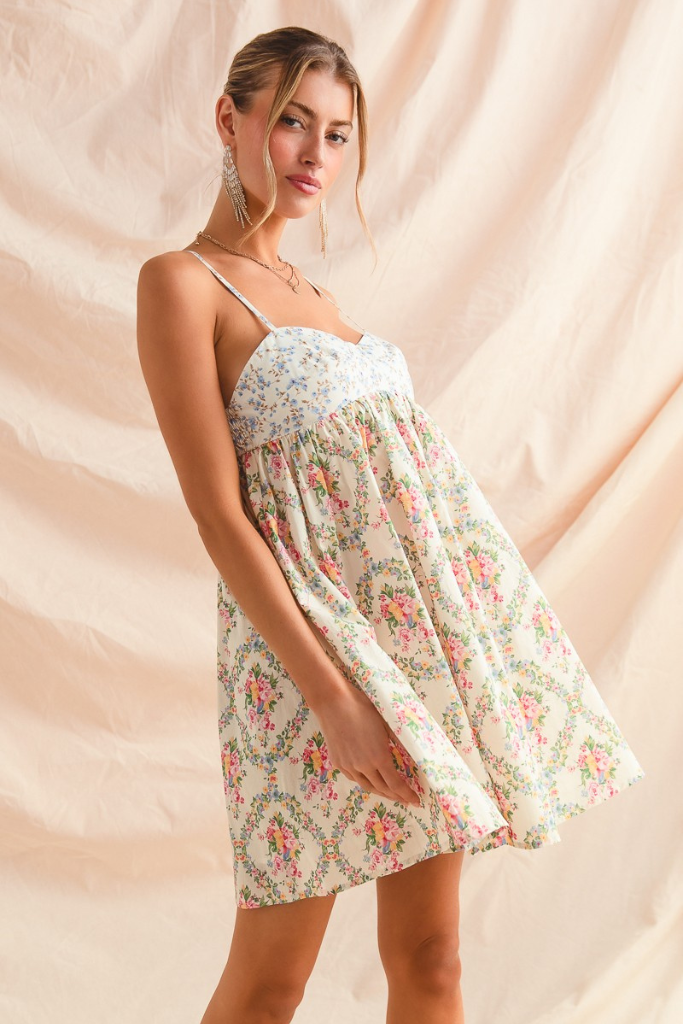 Endless Love Floral Dress- Cream Multi