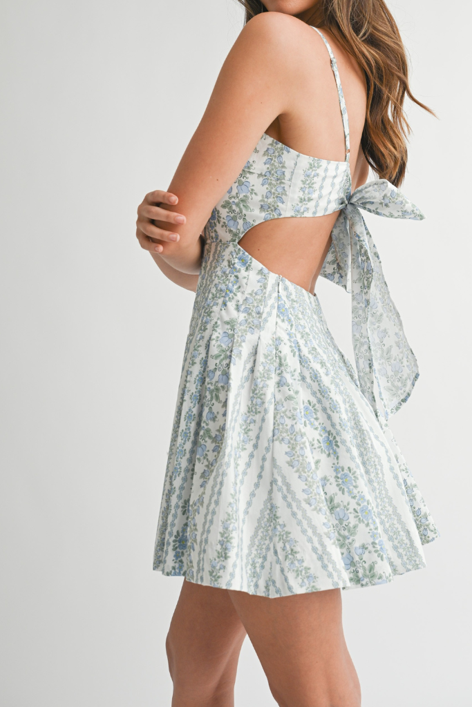 Soft Smile Floral Dress - Blue