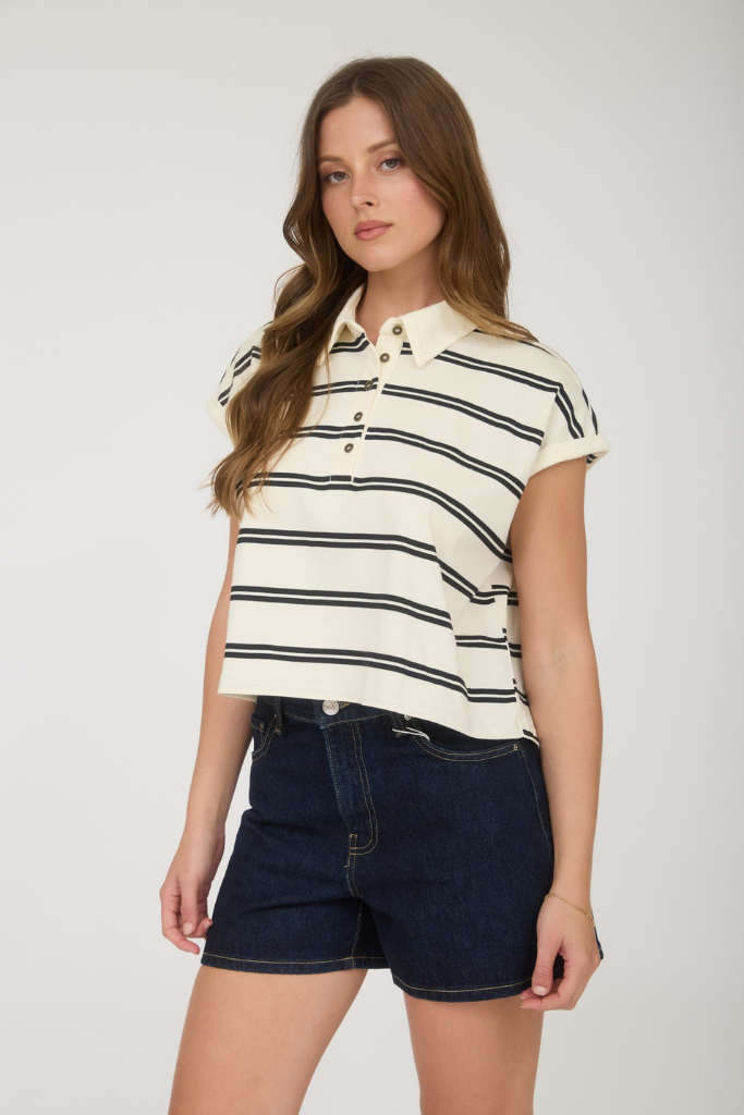 Modern Lines Striped Top - Cream/Black