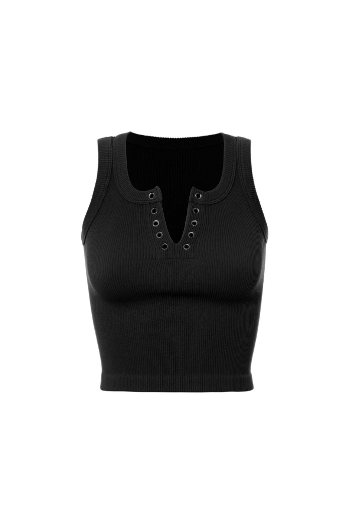 Melanie Ribbed Tank - Black