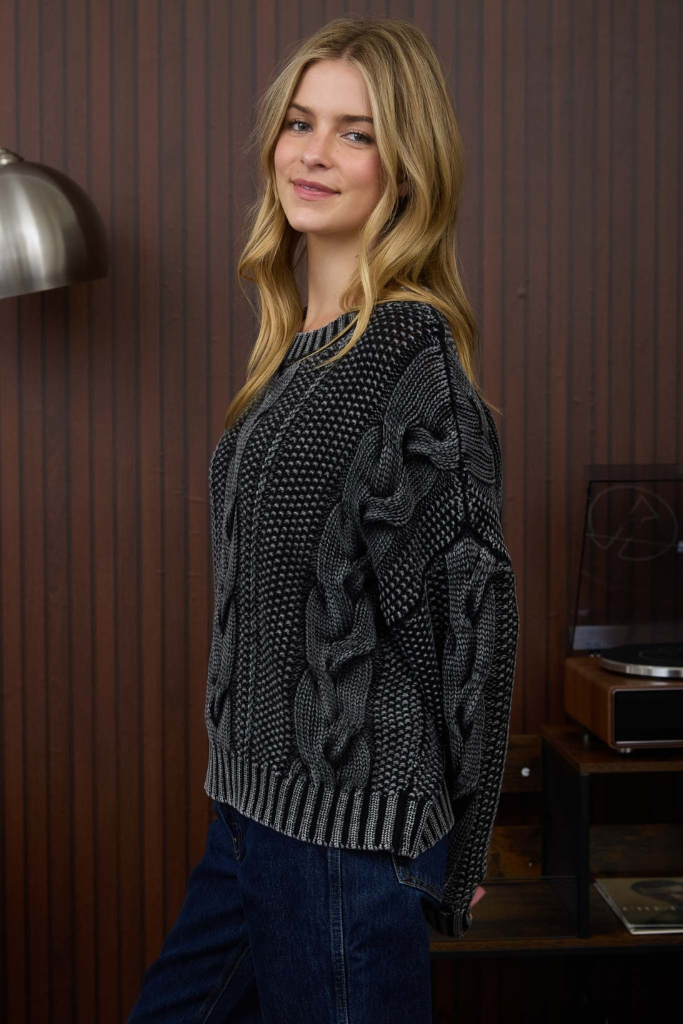 Stay Bold Knit Sweater - Charcoal