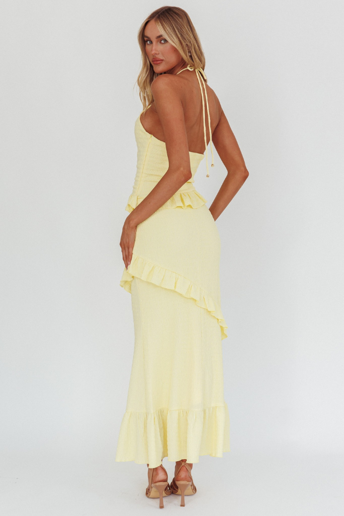 No Apologies Crinkle Maxi Dress - Light Yellow