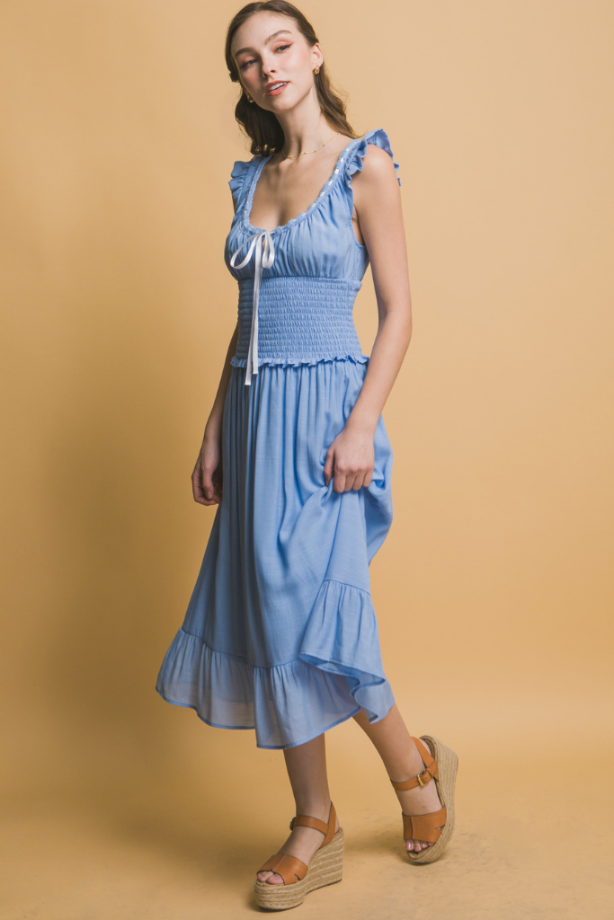 Fade Away Midi Dress - Blue