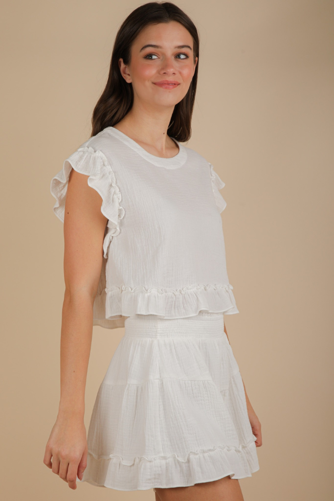 Fate Lines Ruffle Shorts - White