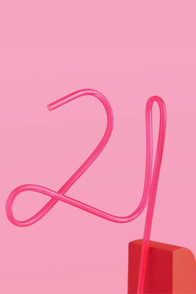 21st Birthday Straw- Pink