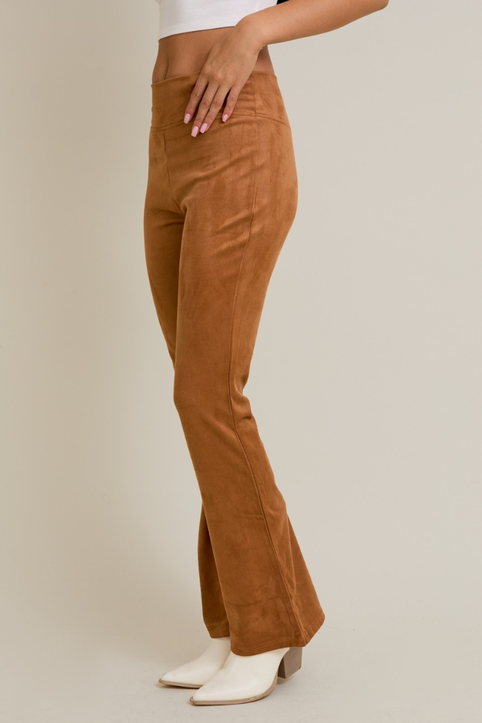 Perfect Suede Flare Leggings -  Tan