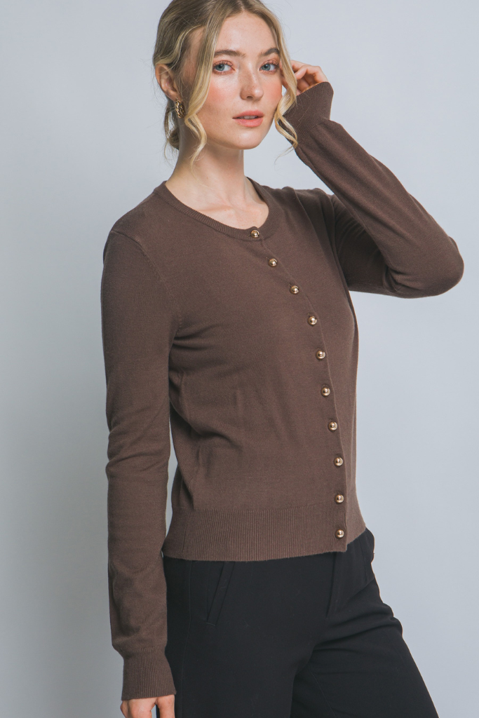 Easy To Fall Button Up Cardigan - Mocha