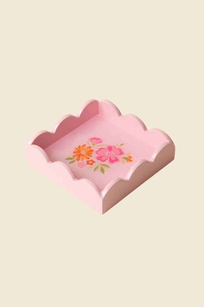 Scalloped Trinket Tray - Dainty Floral Blush