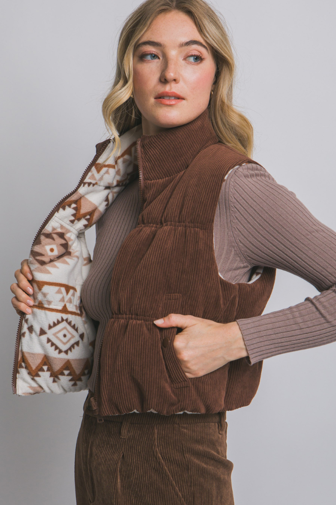 Fall Fling Corduroy Vest - Brown