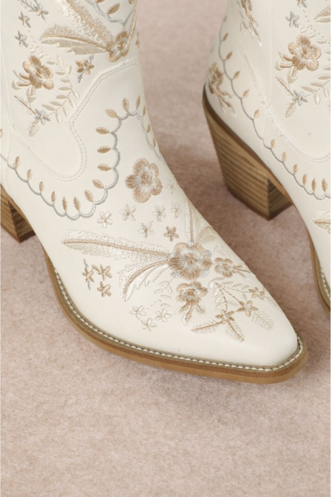 Corral Embroidered Bootie- White