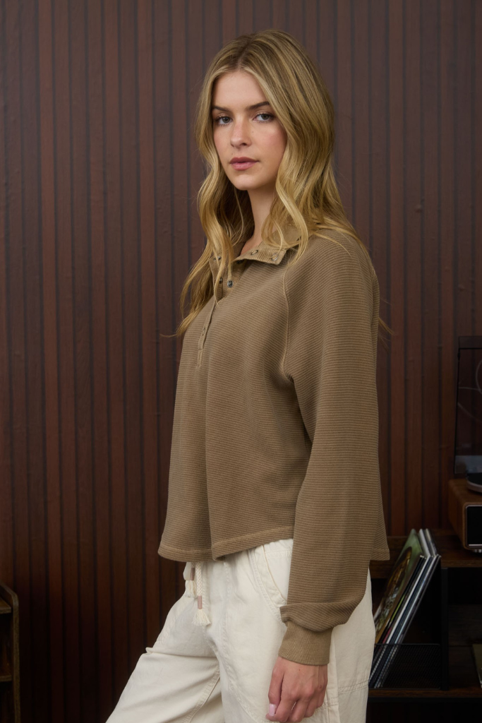 Aiden Henley Top - Brown