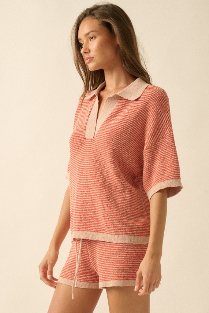 How Nice Ribbed Top - Blush/Honey