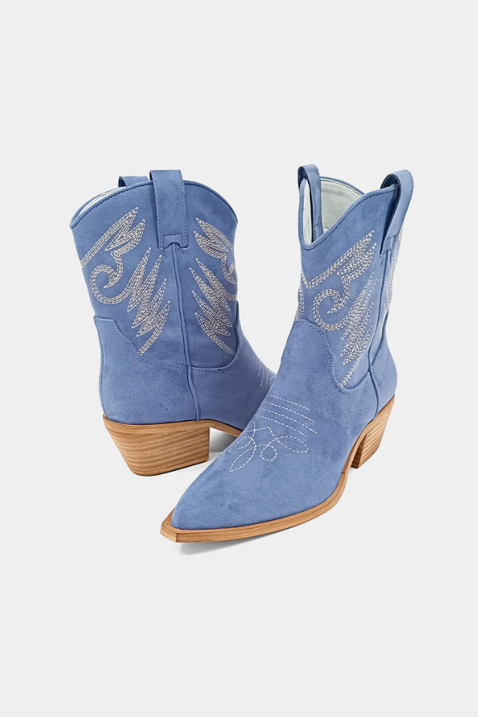 Zahara Suede Cowgirl Boot - Blue