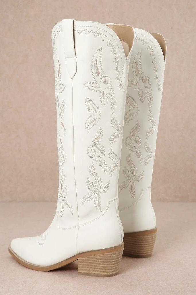 The Enora Cowgirl Boot - White