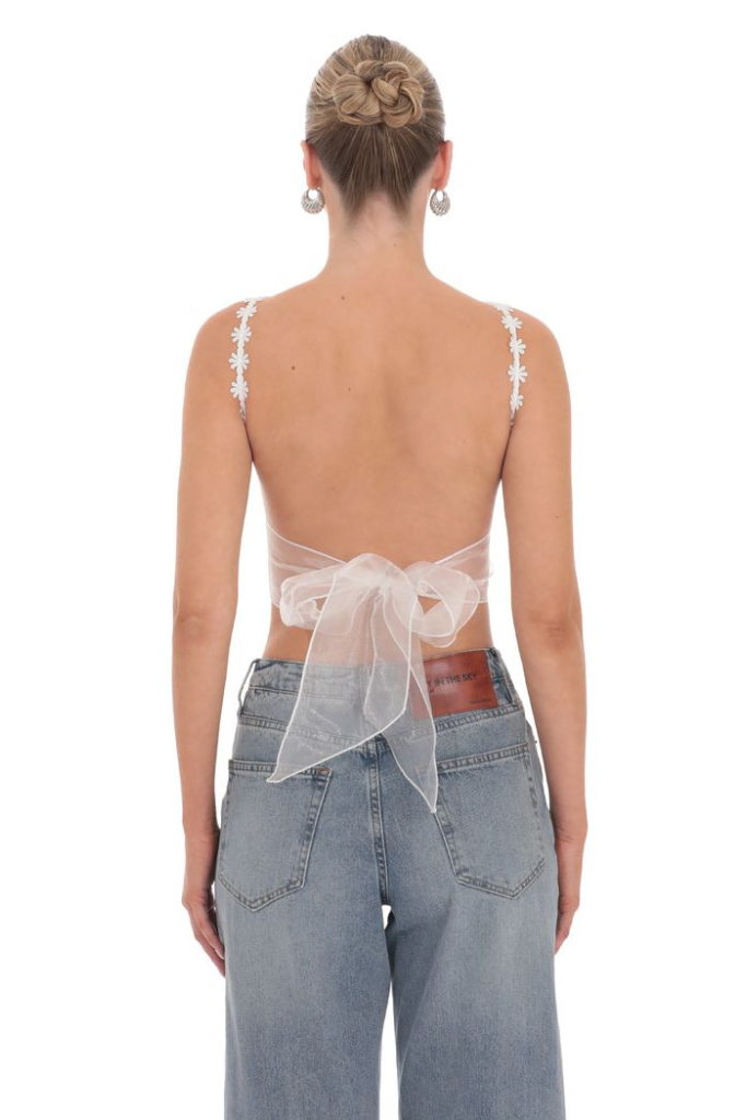 Nesta Open Back Crop Top - White
