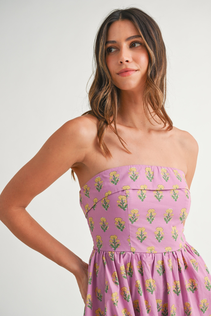 Ramona Floral Romper - Fuchsia