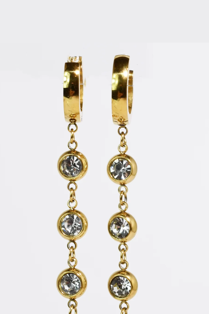 Heavens Drop Huggie Earrings-  Gold