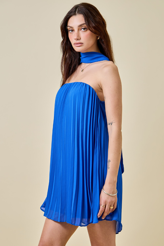 Nattalie Pleated Dress - Royal Blue