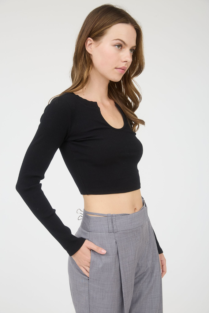 Vassa Knit Crop Top - Black