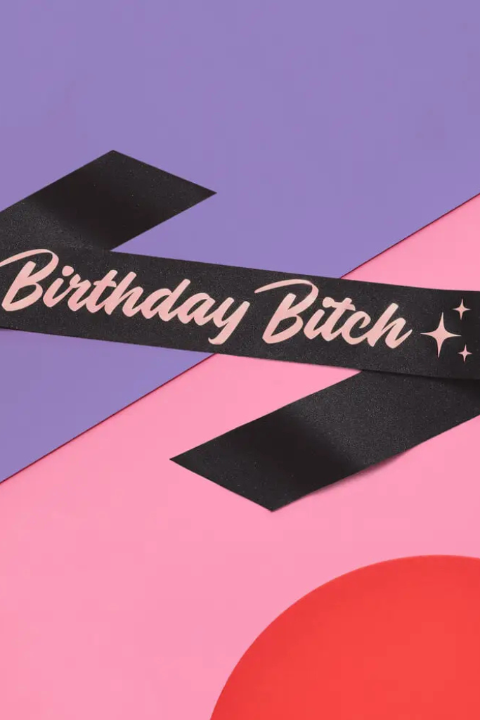 Birthday Bitch Sash - Black/Rose Gold